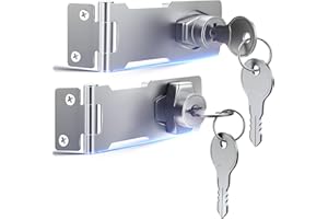 CRANACH Hasp Lock for Drawers Cabinets Closets Toolbox Fridges, Padlock Latch Hasp Lock for Small Shed Fence Wooden Double Doors Locks Latch (4-inch Keyed Lock, 2 Packs)