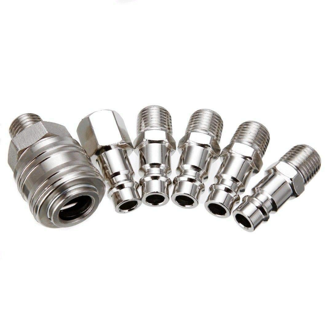 Air Coupler SUPERTOOL Euro 1/4" Pipe Connector Quick Release Male Female Airline Connectors for Compressor Tools (Pack of 6)