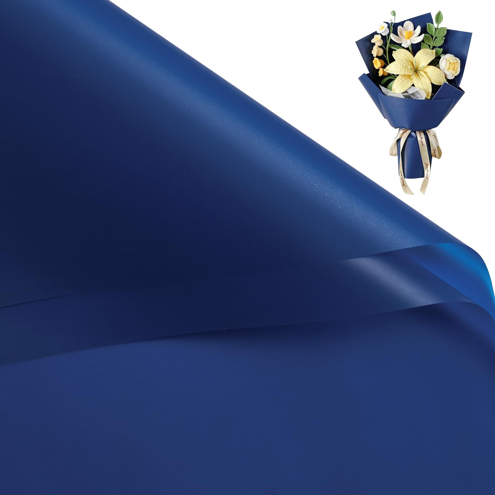 Photo 1 of WRAPAHOLIC 20 Sheets Flower Wrapping Paper - 22.4 x 22.4 inch Pure Royal Blue Water-Resistant Floral Bouquet Wrapping Paper, Florist Supplies Packaging for Wedding Birthday Gift DIY