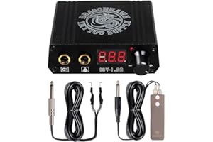 Dragonhawk LCD Dual Tattoo Machine Gun Power Supply Foot Pedal Clip Cord P076 (Black)