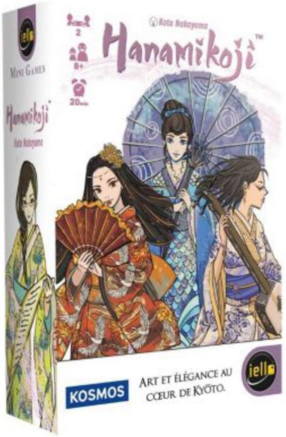 IELLO Mini Games Hanamikoji, French Version, Card Board Game for 2, Dilemmas and Anticipation, 10+, Blue / White