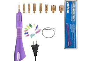 NANPONE Hotfix Applicator, 7 in 1 DIY Hot Fixed Wand Bedazzler Kit, Rhinestones Setter Wand Tool with 7 Different Tip Sizes,Crystal Gem Heat-fix Tool with Support Stand (Purple)