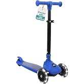 SereneLife 3 Wheel Scooter for Toddlers and Kids &ndash; Foldable Kid Scooter with LED Wheels, Adjustable Handlebar, Rear Brake, Anti-Slip Deck &ndash; Kids 3 Wheel Scooter for Ages 3&ndash;7, Up to 110 lbs