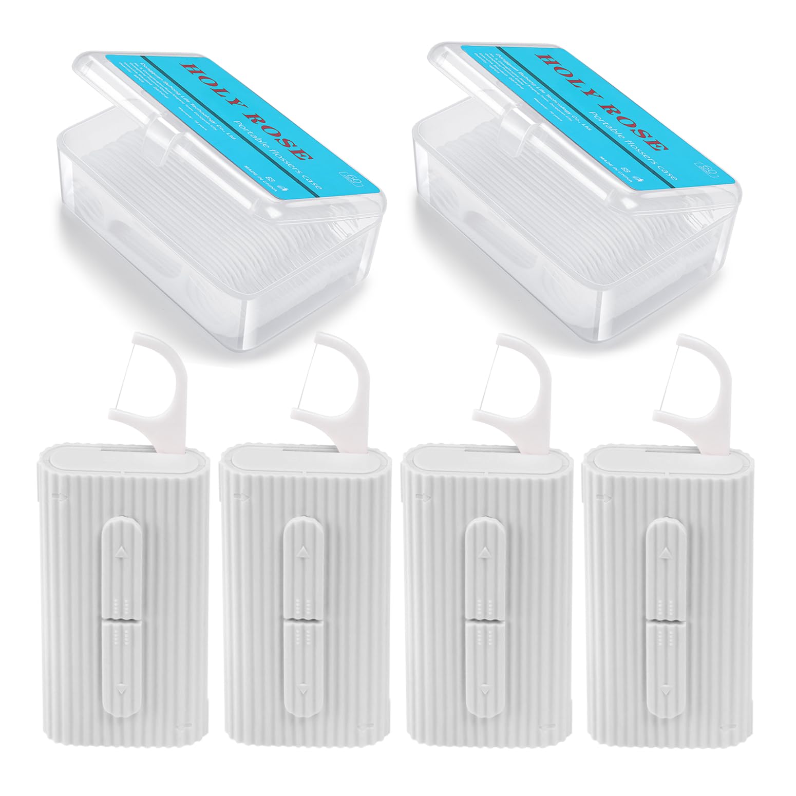 Photo 1 of Holy Rose Dental Floss Portable Dispenser 4 Boxs,Travel Floss Picks Case 2 Box with Adults Floss Sticks 160 Count,Flosser Toothpick is Cleaning Teeth and Oral Care Tool(White)