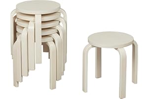 ECR4Kids Bentwood Stackable Stools, Classroom Furniture, White Wash, 6-Piece