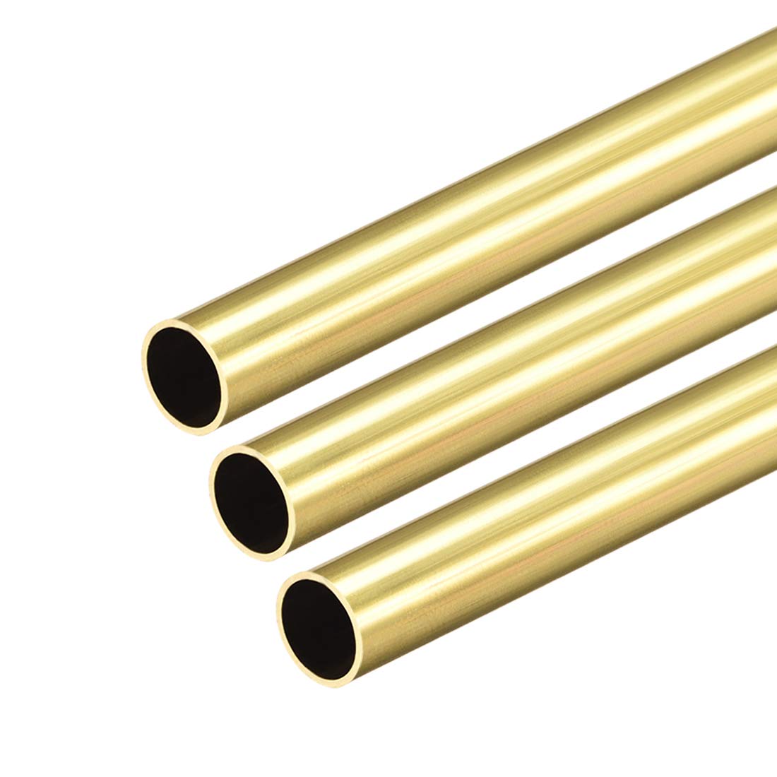 sourcing map Brass Round Tube, 300mm Length 9.5mm OD 0.5mm Wall Thickness, Seamless Straight Pipe Tubing 3 Pcs