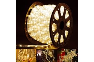 OUTDOOR BASIC 150Ft Led Rope Lights,1080 LEDs Waterproof Indoor Outdoor Party Decorative Lighting with 8 Modes,Connectable and Flexible Rope Lighting for Garden,Pool,Home (Warm White, 150 Ft)