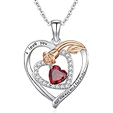 WYDDO Birthstone Necklace for Women,Rose Flower Pendant Birthday Necklace for Mom, Mothers Birth Stone Jewelry, Anniversary Christmas Birthday Gift for Wife Her Girlfriend