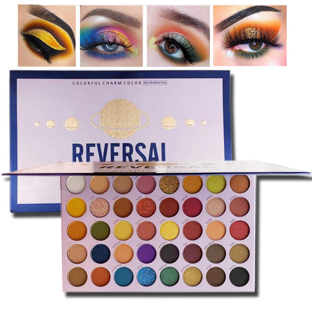 Beauty Glazed High Pigmented Makeup Palette Easy to Blend Reversal Planet 40 Shades Diamond Metallic Foils Matte Professional Eyeshadow Sweatproof and Waterproof Eye Shadow Christmas Gift Set