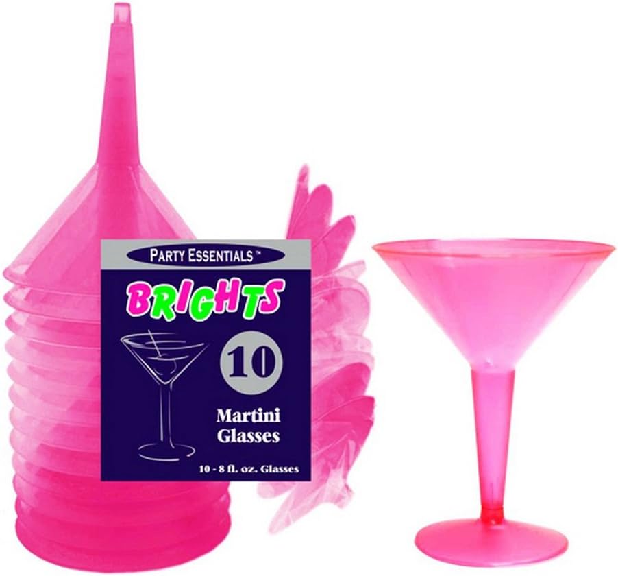 Creative Party Plastic Martini Glasses (Pack Of 10) (One Size) (Pink