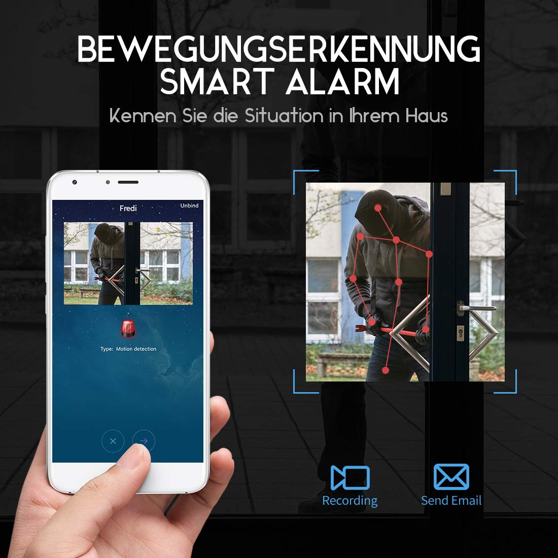 Sicher zu Hause mini wlan kamera überwachungskamera kabellos tragbare  IP Überwachungskamera Sicherheit Kamera P2P Kleine mit Bewegungsmelder/IR Nachtsicht mit Akku Innen Außen Haus für IOS Andriod iPhone