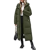 Jyanl Womens Long Winter Puffer Coat Quilted Jackets Warm Hooded Coat Maxi Length Parka Down Thick Outerwear Side Zip Slit