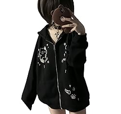 Dynict Womens Y2K Zip Up Cute Graphic Hoodies Cat