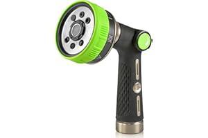 RAINPOINT Hose Sprayer Nozzle Heavy Duty - 8 Spray Patterns Garden Hose Nozzle with Adjustable Flow Control for Watering Plants, Washing Cars,Washing Pets, Thumb Control (Green)