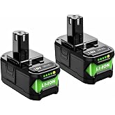 Cheerlark Upgrade 2 Pack 108000mWh High Capacity Replacement for Ryobi 18V Battery P108 P104 P105 P102 P103 P122 P109 Li-ION Compatible with Ryobi 18V ONE+ System Cordless Power Tools and Charger