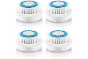 MYRA PARKER Replacement Facial Cleansing Brush Heads, Facial Cleansing Brush Head, Exfoliator Facial Brush Heads, for Acne Prone, Clogged and Enlarged Pores Sensitive Skins (Blue/4 Pack)