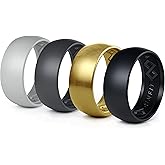 Rinfit Silicone Rings for Men 9mm Wide, 2mm Thick - Mens Silicone Wedding Bands - Step Edge, Rubber Ring for Sports & Workout - Patented Design