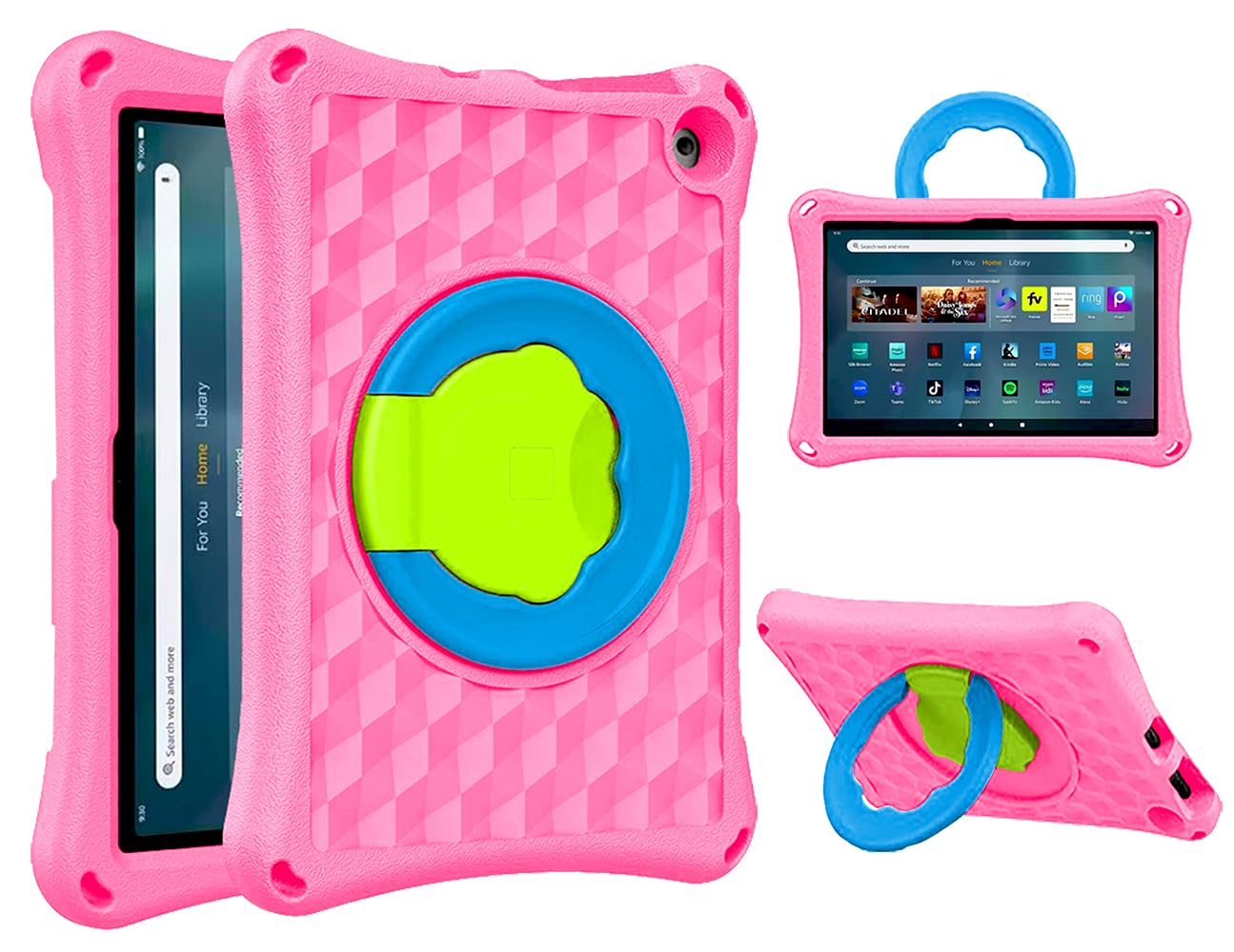 New 10in Tablet Case for Kids(2021/2023 Release 11th/13th Generation),DJ&RPPQ ipad 10 case Light Weight Anti Slip Shockproof Kids Friendly Case for 10 inch Tablet. (Pink)
