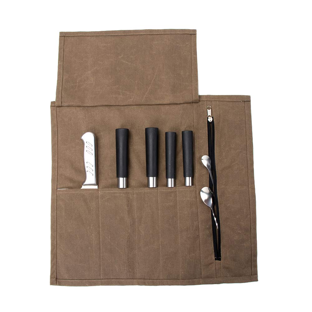 QEES Chefs Knife Bag with 6 Compartments and Tip Protectior, Heavy Duty