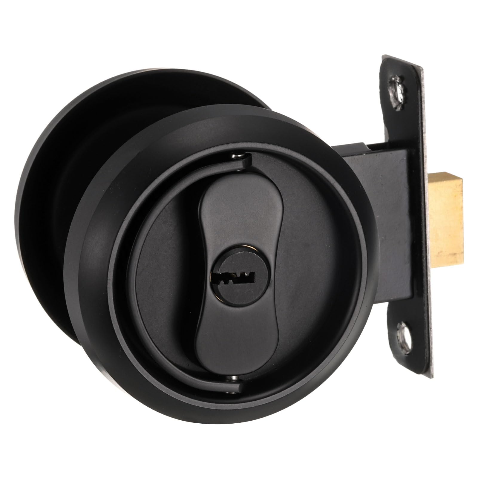 PATIKIL Stainless Steel Deadbolt Lock, Single Cylinder Dead Bolt Locks Modern Round Dead Lock for Exterior Keyed Front Entry Door Pick Resistant Security, Black