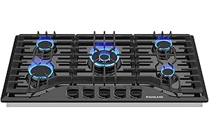 GASLAND 36 Inch Gas Cooktop 5 Burner, PRO GH2365EF, Built-in NG/LPG Convertible Stovetops, Gas Countertop Plug-in with Thermocouple Protection, Black