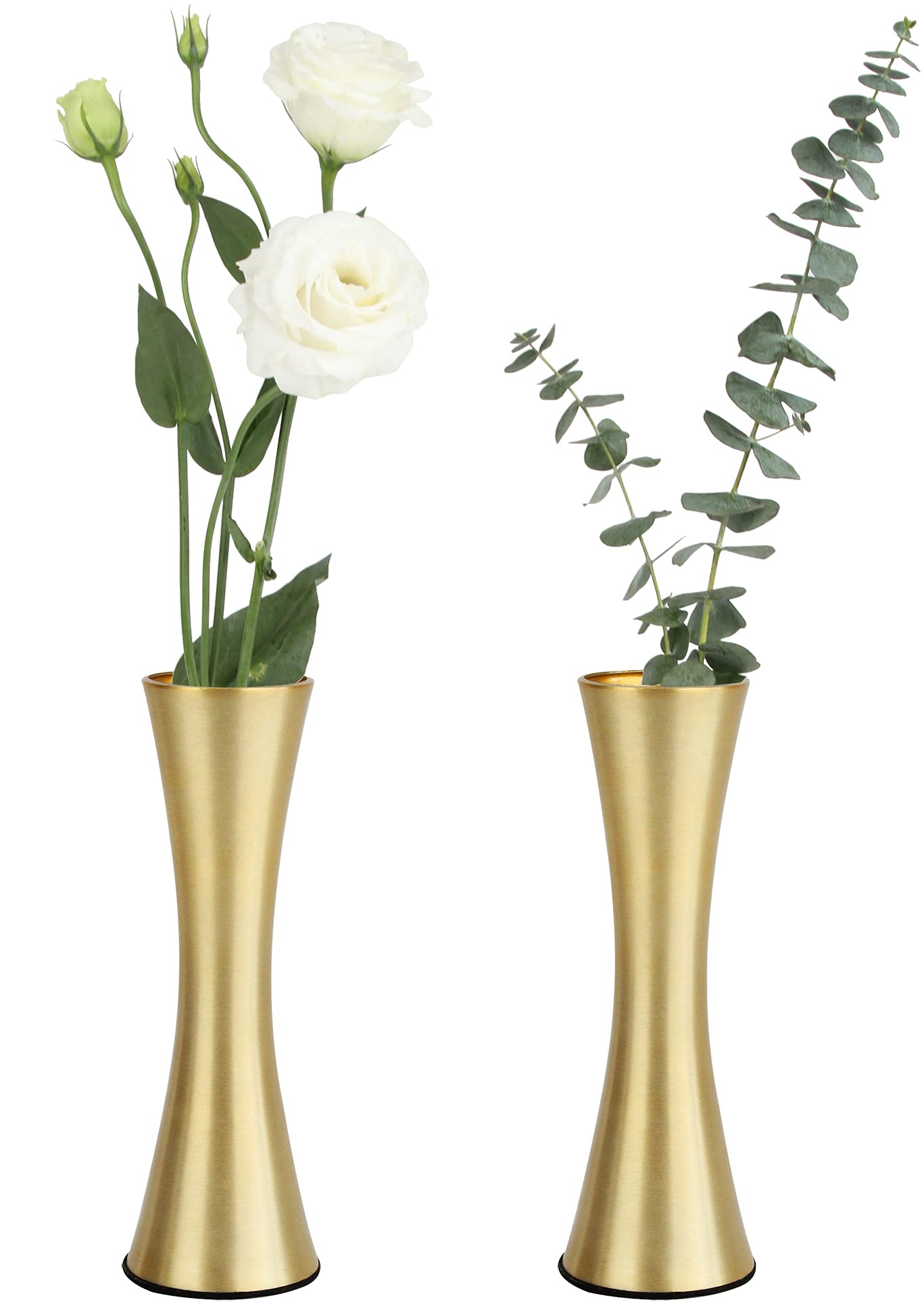 Vixdonos 6.7 inch Brass-Toned Metal Vase Small Flower Vase Set of 2 Modern Decorative Vase for Home Decor, Wedding or Gift(Gold)