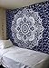 BLEUM CADE Mandala Tapestry Wall Hanging Dark Blue & White Psychedelic Tapestry Wall Art Floral Decorative for Bedroom Living Room 51