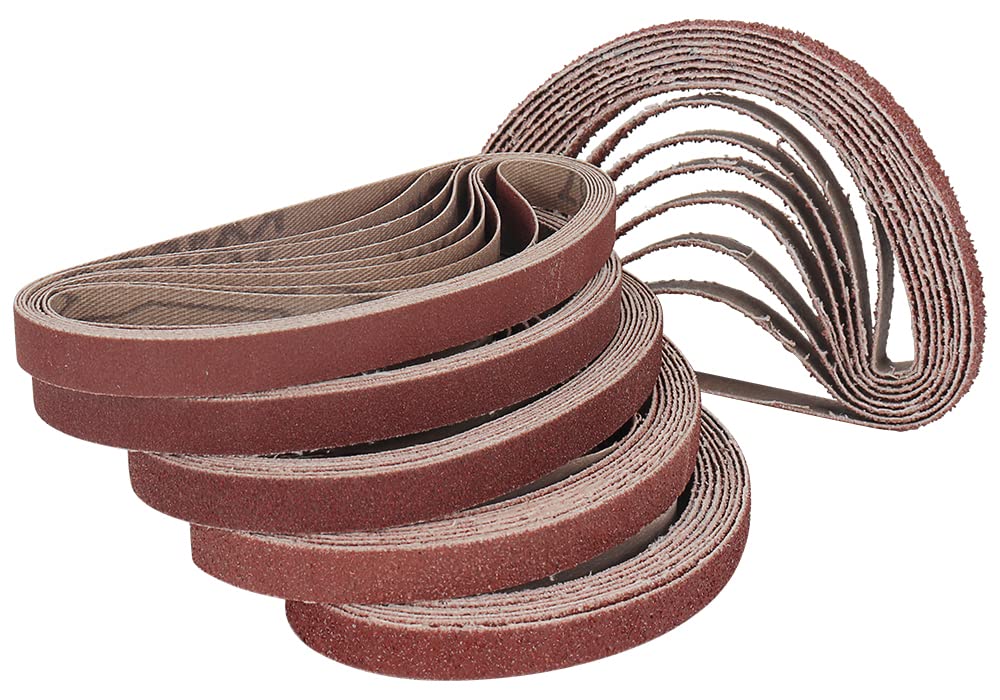 SI FANG Sanding Belts 10 x 330mm Assorted Pack, 40/60/80/120/180/240 Grits Abrasive Sanding Paper Sander Belt for Air Finger Belt Sander, Polishing and Derusting(48Pcs)