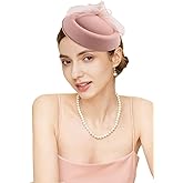 Gionforsy Fascinators Hats Pillbox Tea Party Fascinator Hats for Women Feather Veil Hat Headband for Cocktail Wedding