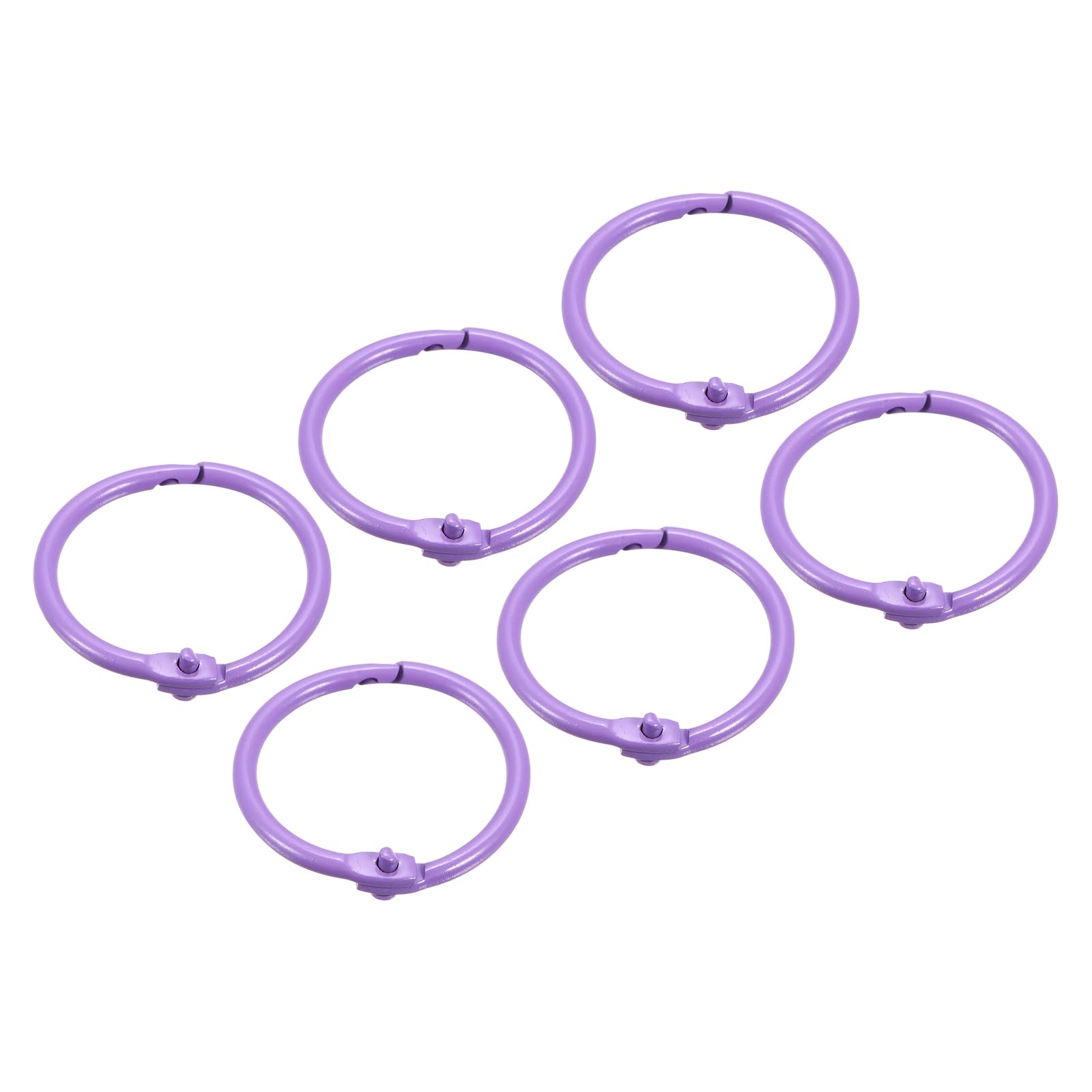 METALLIXITY Loose Leaf Binder Rings (30mm/1.2 Inch) 36Pcs, Steel Key Ring Binder Clips Book Rings - for Home or Office, Purple