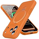 KMAMBAG Mag-Ring Designed for iPhone 17 Pro Max Case, Liquid Silicone [Moisturizing Factor] Extreme Soft Slim Phone Case with Stand [Compatible with Mag Safe] for 17 Pro Max 6.9 inch Men Women,Orange