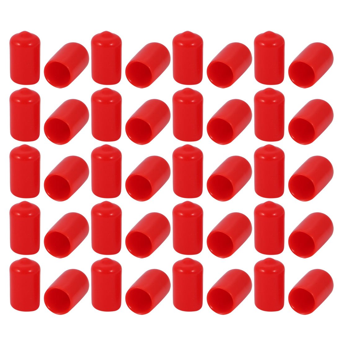 sourcingmap 40 Pcs 10mm Inner Dia PVC Vinyl End Cap Bolt Screw Thread Protector Red