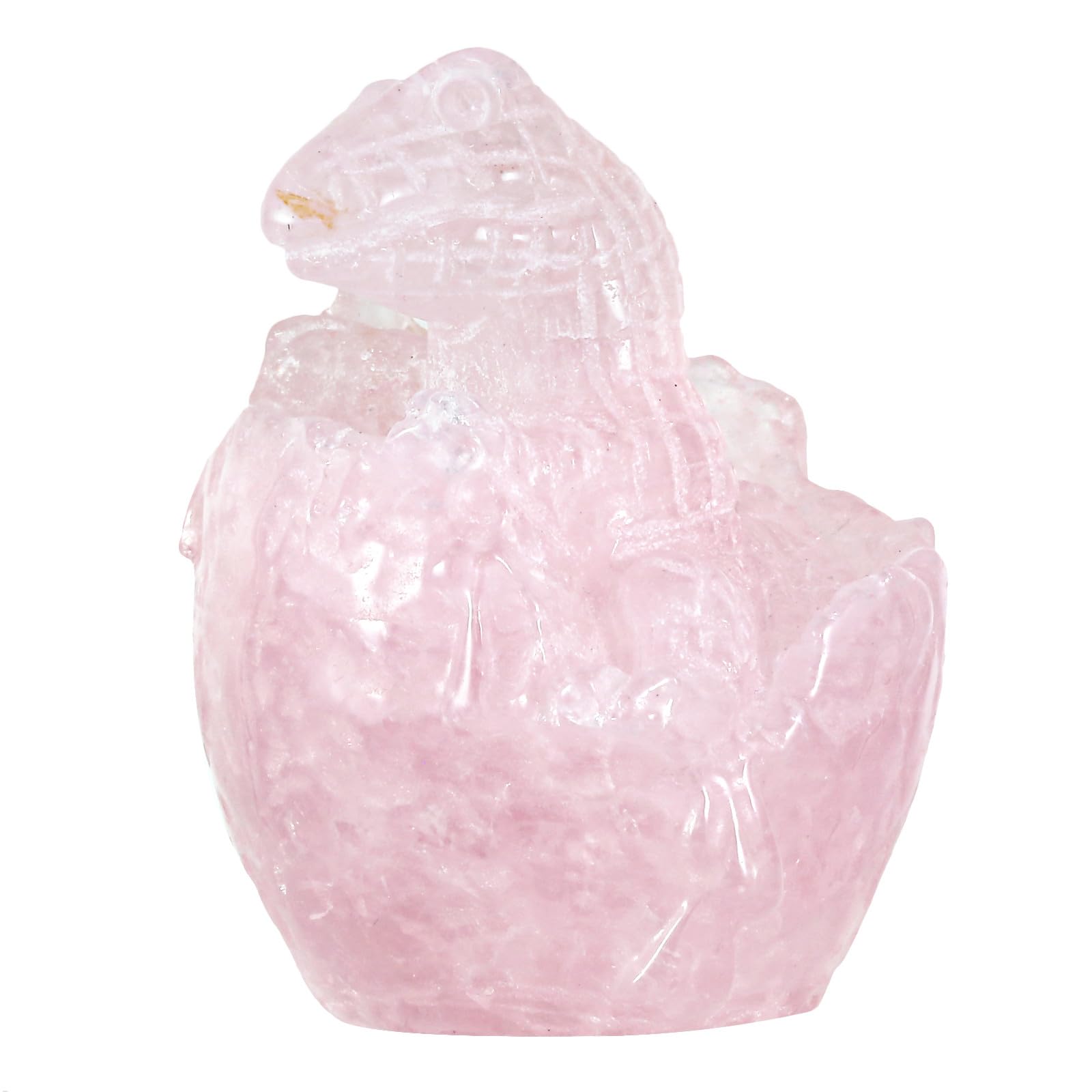mookaitedecor Rose Quartz Crystal Baby Dinosaur Ornament Collectible Figurine, Carved Semi Precious Gemstone Animal Gift Cute Room Decor, Stone Dinosaur Statue Party Easter Good Luck Table Decoration