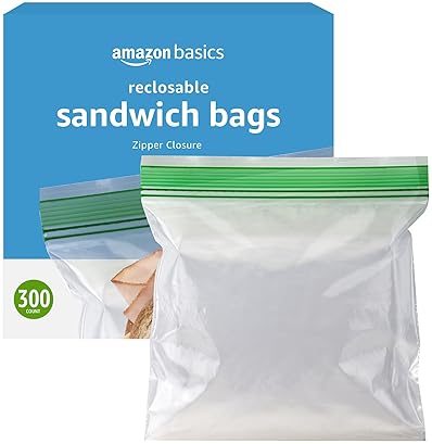 Sports & Outdoors - Amazon Basics Sandwich Storage Bags, 300 Count (Previously Solimo)