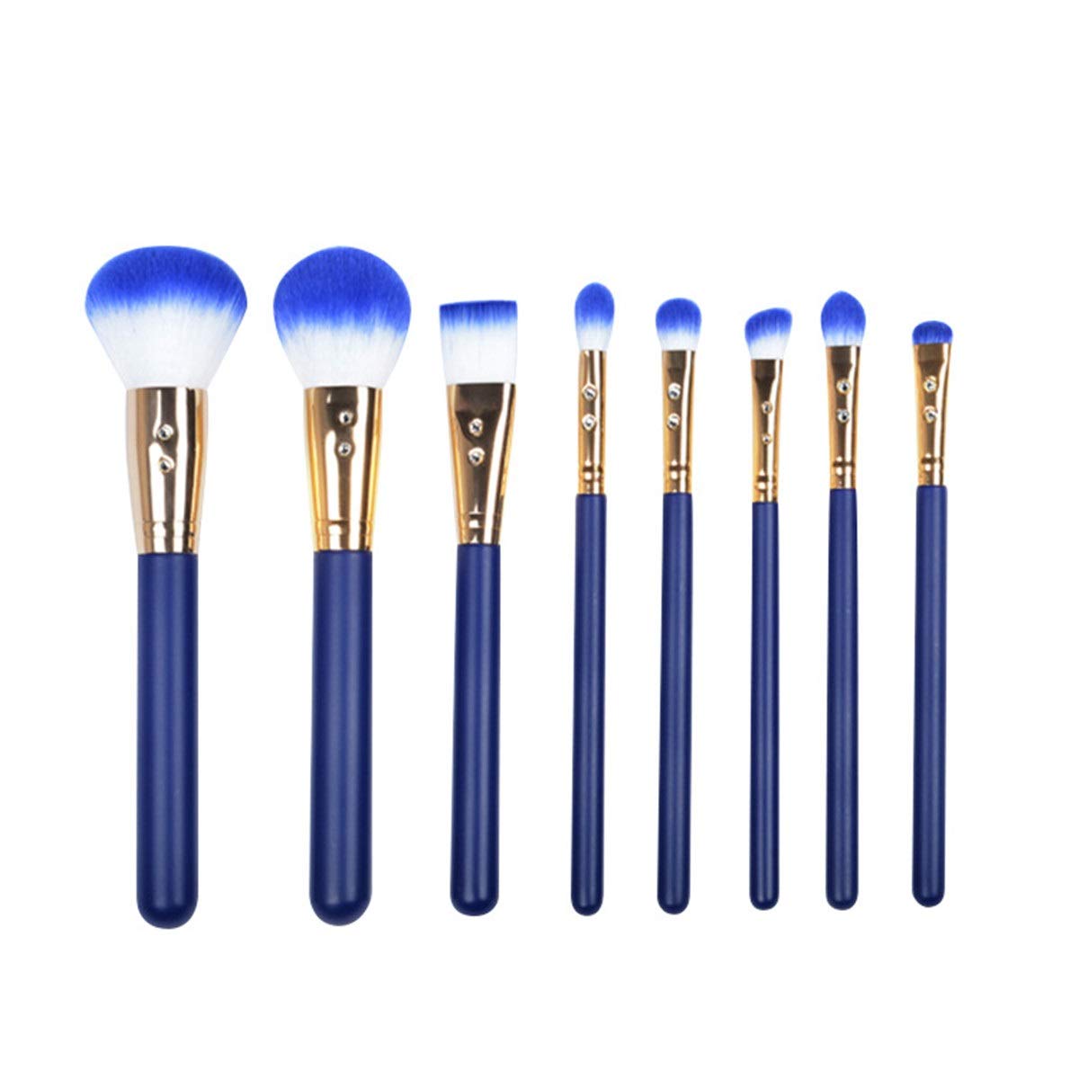 Make up Strong Grip, Soft Color, Suitable For Facial Contours 8 Pcs Diamond-encrusted Makeup Brush Set Blue Beginner Face Blush Loose Powder Eye Shadow Lip Brush Beauty Tools Feel Soft, Strong Affinit