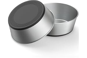 WROSWT 304 Stainless Steel Dog Bowls Set of 2, Anti Rust Metal & Non Slip Rubber Base, Heavy Duty Large Feeding Dishes, Food Grade BPA Free, Food and Water Bowl for Medium Dogs (48oz, 6cup)