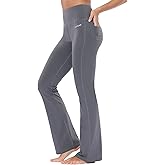 baleaf Womens Cotton Flare Yoga Pants High Waisted Bootcut Bell Bottom Leggings Dressy Work Office Trousers