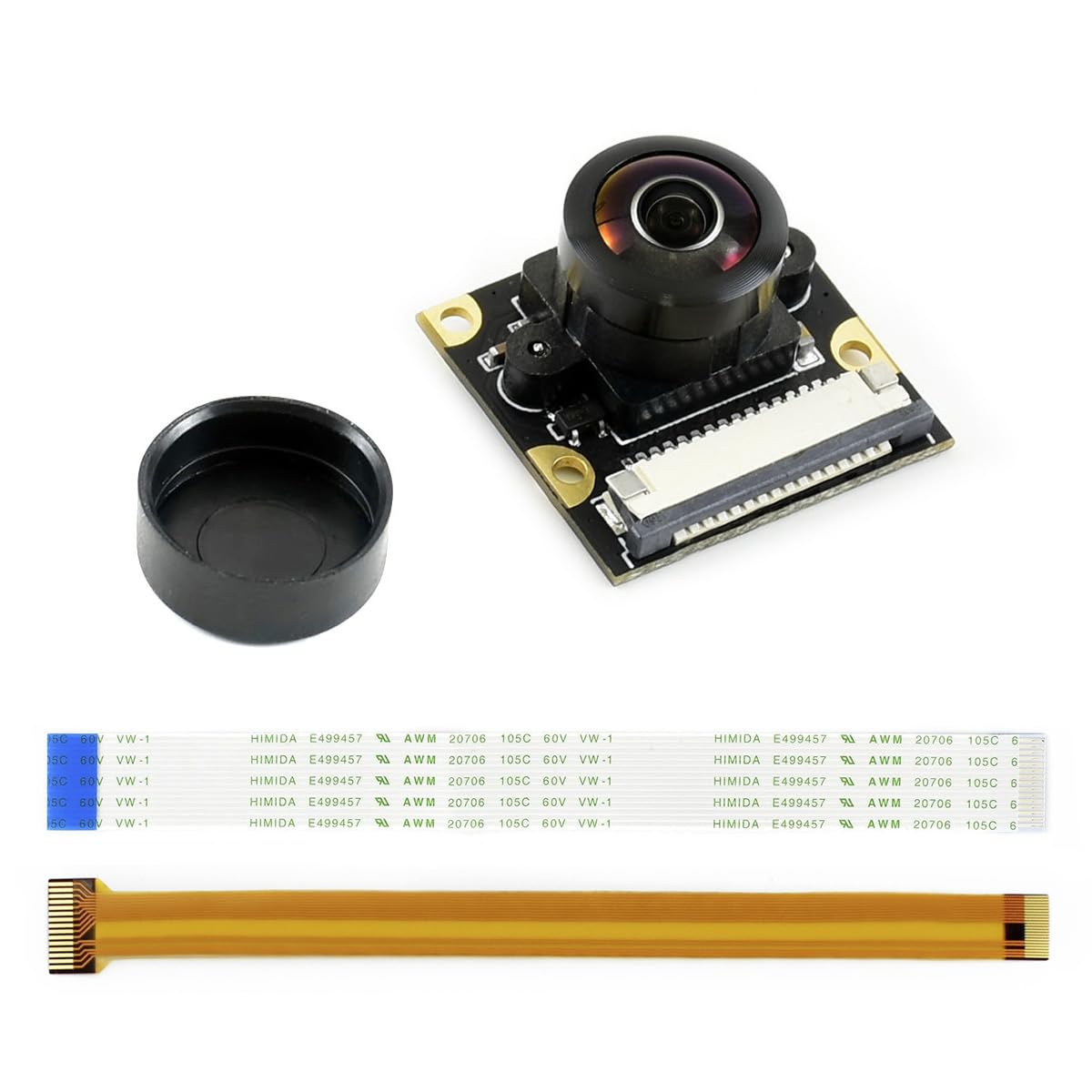 Waveshare IMX219-200 Camera Applicable for Jetson Nano Developer Kit for Raspberry Pi 5 /Pi4/CM4, 8 Megapixels 200° FOV Suits for AI Projects Face and License Plate Recognition Road Mark Detection