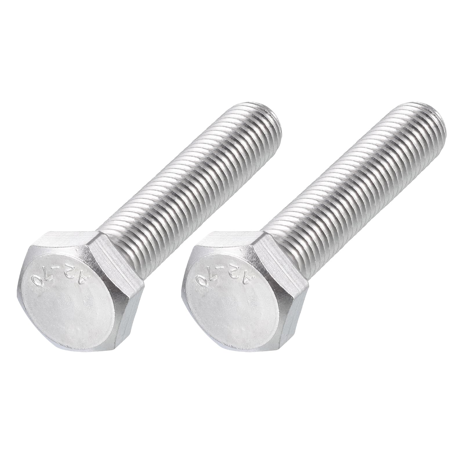 METALLIXITY Hex Bolts (M14-2x70mm) 2Pcs, 304 Stainless Steel Coarse Fully Threaded Hex Head Screw Bolt Machine Screws - for Furniture Repair, Silver