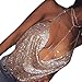 Mikey Store Women V-neck Halter Backless Chain Sequined Tank Vest (Free Size, Rose Gold)