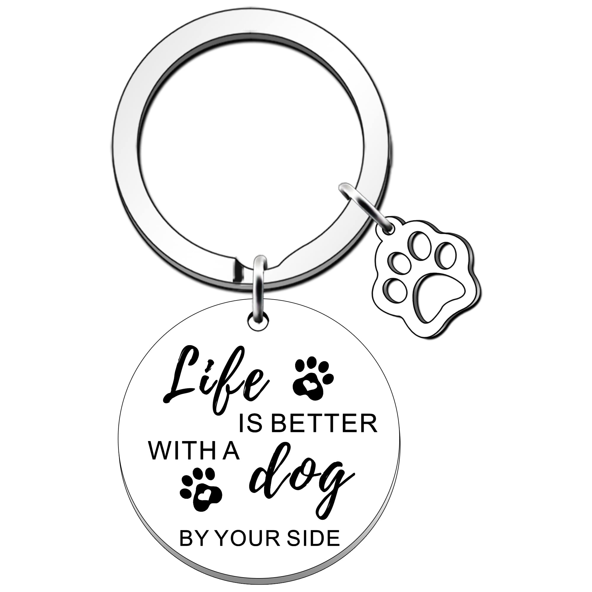 SDOFY Dog Keyring - Paw Print Keychain for Dog Lover, Mum, Dad, Owner - Animal Rescue Life Keyring