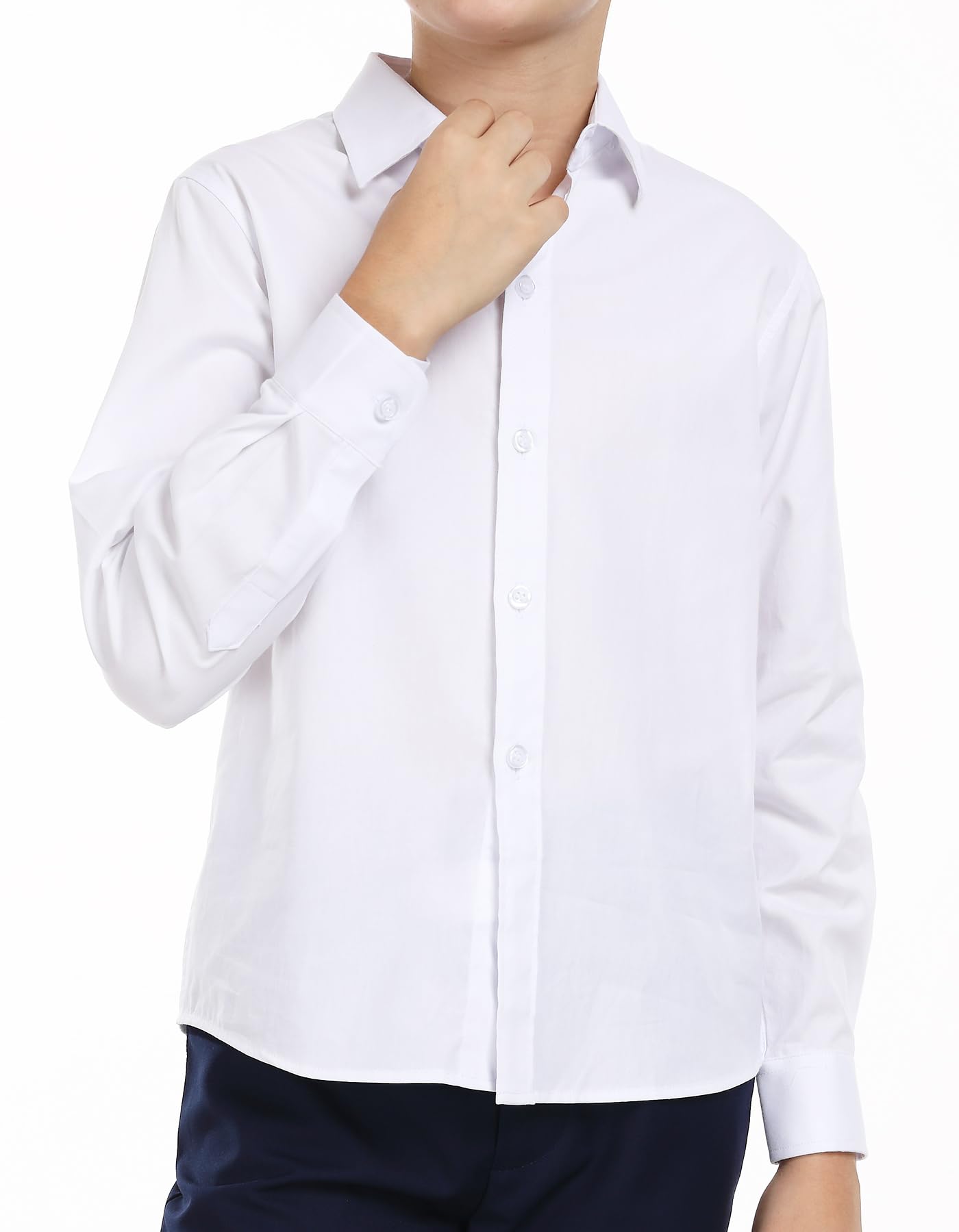 Photo 1 of KEYWANTS Boys' Button-Down & Dress Shirts Size 16, White Collared Long Sleeve Shirt for Big Teen Boy Wedding Tuxedo Uniform Shirt
