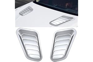 Ongfuwu 2PCS Car Hood Air Vent Cover, Anti-Scratch Hood Vent Scoop Kit, Hood Air Intake Trim Cover for Car Modification, Universal Bonnet Vent Cover Accessory Car Exterior Accessories (Silver)