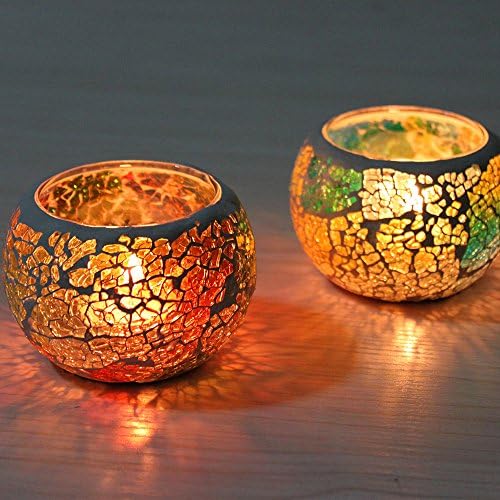 Tealight Holder Home Decor Handmade Mosaic Candleholders Christmas/Wedding/Birthday Party Gift Pack of 2 (2)