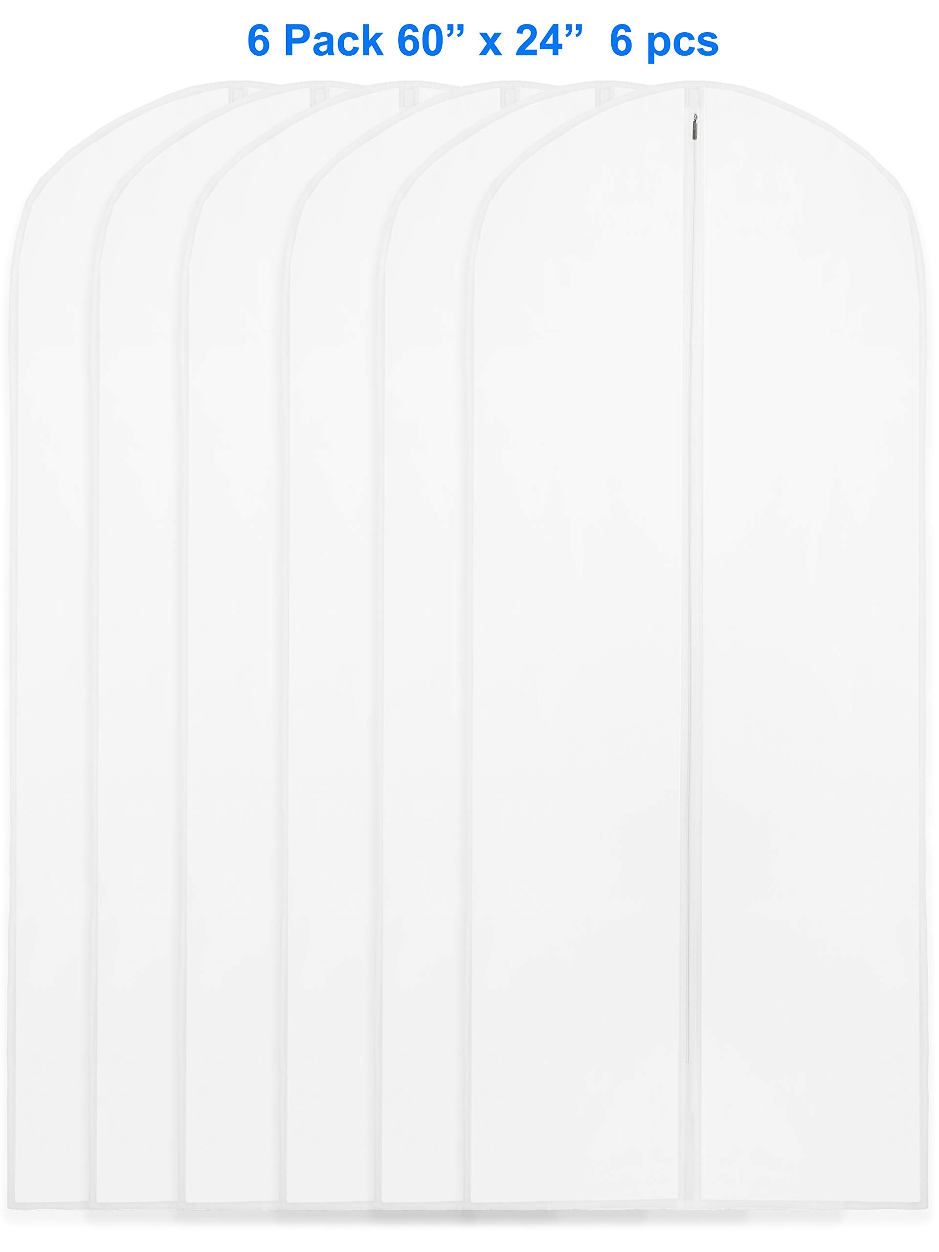 Simple Houseware 60-Inch Clear Garment Bags with Zipper for Suits, Dresses, Costumes, Uniforms - 6 Pack