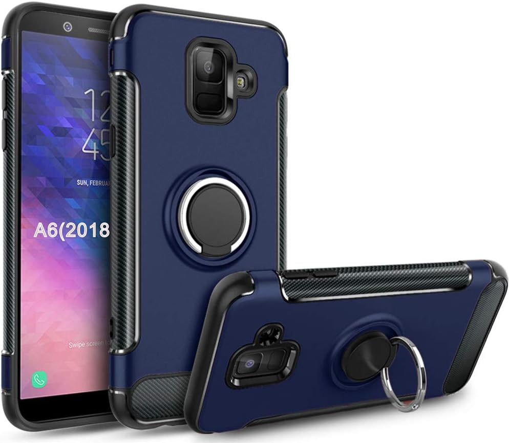 GETE Galaxy A6 2018 Case, 360 Degree Rotating Ring Holder Kickstand Protective Phone Cases Cover for Samsung Galaxy A6 2018 (Blue)