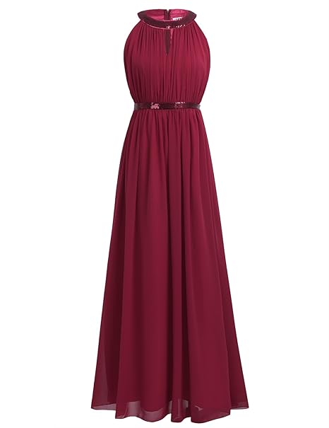 iEFiEL Damen Kleider Elegant festlich Hochzeit Sommer Kleider Lang Chiffon Abendkleid Party Kleid A Linien Cocktailkleid Gr. 