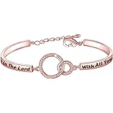 BEKECH Christian Bracelet Gifts for Women Trust in The Lord Proverbs 3:5-6 Bible Verse Bracelet Religious Jewelry (rose gold 02)