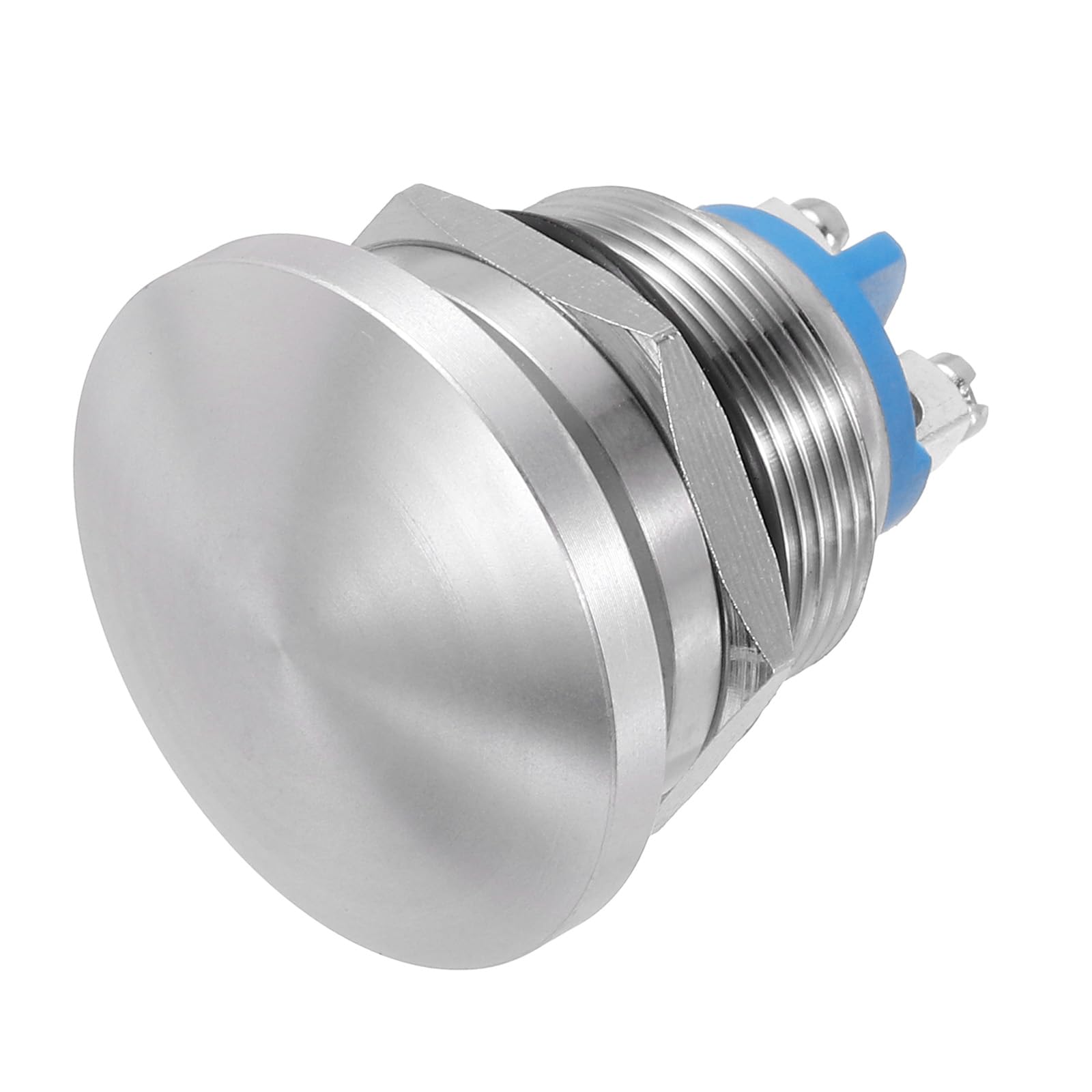 METALLIXITY 1PCS 5A 22MM 7/8" Momentary Mushroom Head Push Button Switch 12V 24V 120V 250V AC Silver 1NO Waterproof IP65 SPST Domed Round 2 Screw Foot Button