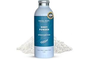 SoCal Suds & Company - Natural Body Powder Talc-Free - with Arrowroot Powder, Kaolin, Aspen Bark Extract for Soft Soothing Delicate Skin - Fragrance Free, 4oz, 1-Pack